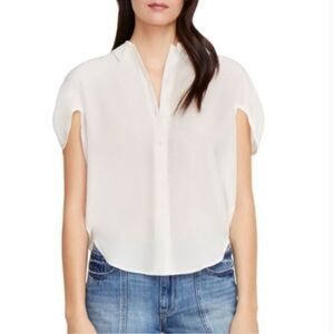 HABITUAL Lennon 100 % Silk Blouse Ivory Size Small